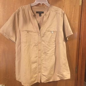 NWOT ASHLEY STEWART Latte-color, Linen Shirt, 20W